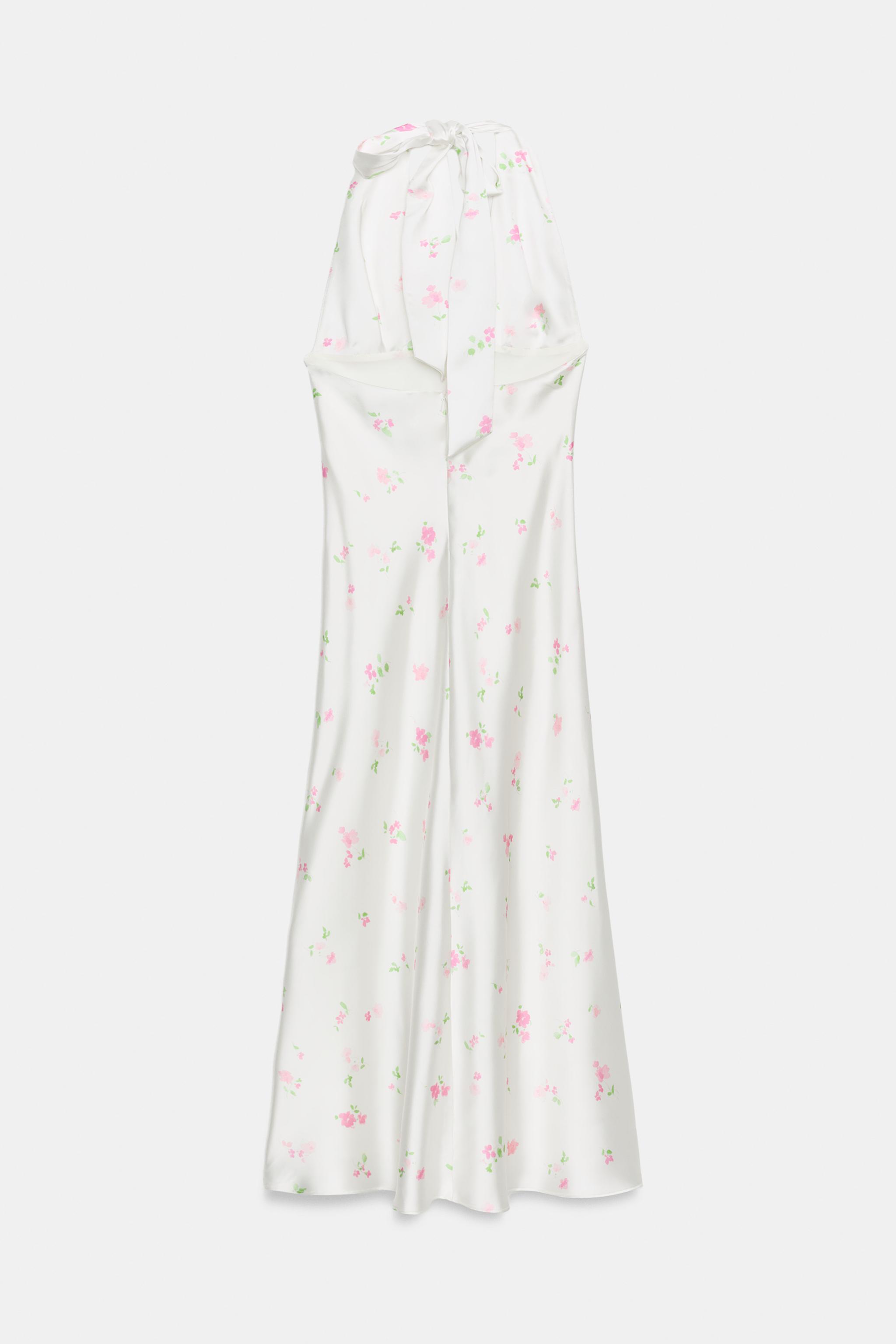 FLORAL SATIN EFFECT MIDI DRESS